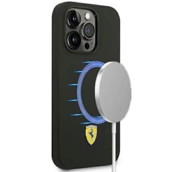 Ferrari FESSIHMP14XBK iPhone 14 Pro Max 6,7&quot; fekete szilikon fém logós Magsafe keménytok kép