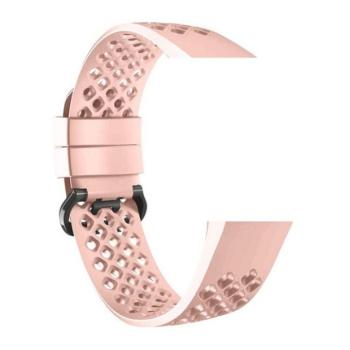 Fibit Charge 3 / 4, szilikon pótszíj, lyukacsos, légáteresztő, S méret, Devia Delux Sport Mesh, rózsaszín kép