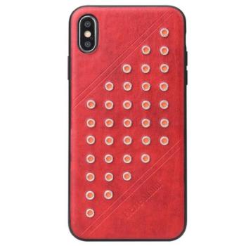 FIERRE SHANN műanyag telefonvédő (bőr hatású hátlap, szegecses) PIROS Apple iPhone XS Max 6.5 kép