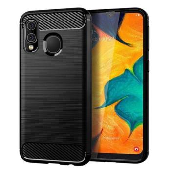 Forcell Carbon hátlap tok, Samsung A405 Galaxy A40, fekete kép