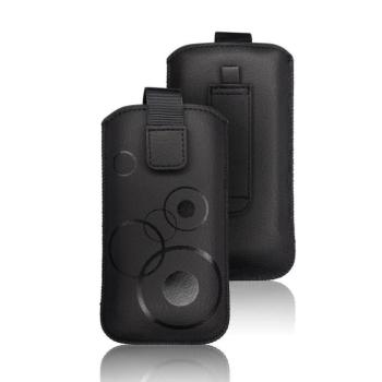 Forcell Deko fekete műbőr beledugós tok kör mintás iPhone 6 6S 7 8 Plus (5,5&quot;) / XS Max / 11 Pro Max / Samsung S10 Plus / A10 /A32 4G/A50 kép