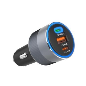 FORCELL F-ENERGY 2xUSB-C-USB-A autós töltő, PD, QC4.0, SFC2.0, 4,5A, 65W, szürke kép