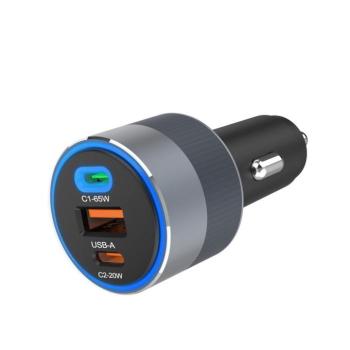 Forcell F-ENERGY Alu autós töltő 1xUSB-A és 2xUSB-C csatlakozással 85W PD QC - szürke kép