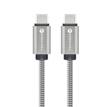 FORCELL F-ENERGY C238 USB-C-USB-C adatkábel, PD, 5A, QC4.0, 100W, 1m, ezüst kép