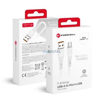 FORCELL F-ENERGY C341 kábel USB-A - Micro USB QC3.0 2,4A 18W Szilikon 1 m fehér kép