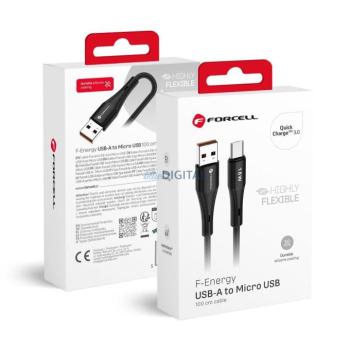 FORCELL F-ENERGY C341 kábel USB-A - Micro USB QC3.0 2,4A 18W szilikon 1 m fekete kép