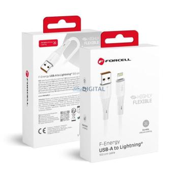 FORCELL F-ENERGY C343 kábel USB-A - Lightning 2,4A 12W szilikon 1 m fehér kép