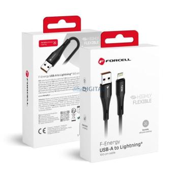 FORCELL F-ENERGY C343 kábel USB-A - Lightning 2,4A 12W szilikon 1 m fekete kép