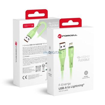 FORCELL F-ENERGY C343 kábel USB-A - Lightning 2,4A 12W szilikon 1 m zöld kép