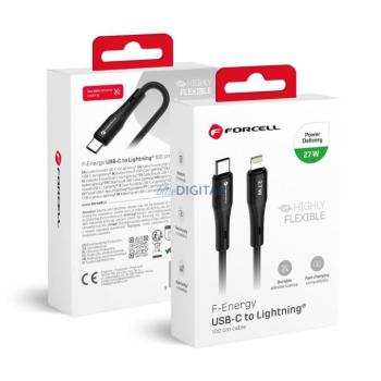 FORCELL F-ENERGY C346 Type-C - Lightning kábel PD 3A 27W szilikon 1 m fekete kép