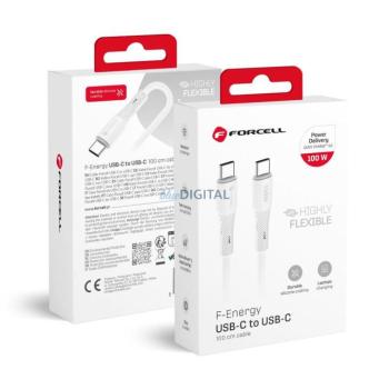 FORCELL F-ENERGY C347 kábel Type-C Type-C QC4.0 PD 5A 100W szilikon 1 m fehér kép