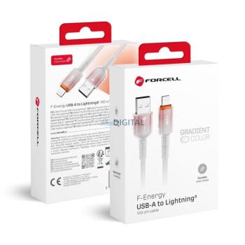 FORCELL F-ENERGY C353 kábel USB-A - Lightning 2,4A 12W Gradient 1 m fehér kép