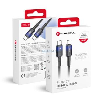 FORCELL F-ENERGY C354 kábel Type-C Type-C QC4.0 PD 3A 60W Gradient 1 m fekete kép
