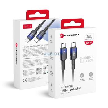 FORCELL F-ENERGY C357 kábel Type-C Type-C QC4.0 PD 5A 100W Gradient 1 m fekete kép