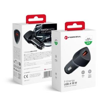 FORCELL F-ENERGY CC50-1A autós töltő USB-A QC3.0, 3A, 18W, carbon fekete kép