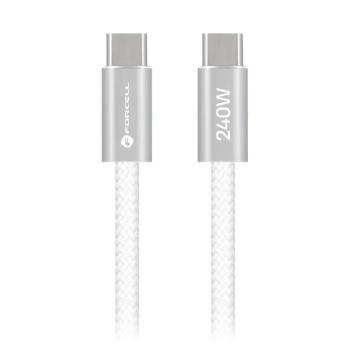 Forcell F-Energy CCFN23 USB-C-USB-C töltő-és adatkábel, QC4.0, PD 5A, 240W, 1,2m, fehér kép