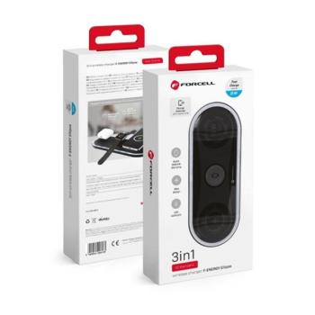 Forcell F-energy Ellipse 3in1 vezeték nélküli töltőpad, 15W gyorsöltéssel, fekete kép
