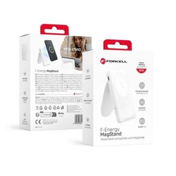 Forcell F-energy F10K2 MagSafe kompatibilis power bank / Power bank / külső akkumulátor, (PD QC3.0/5A/20W/10 000 mAh) fehér kép