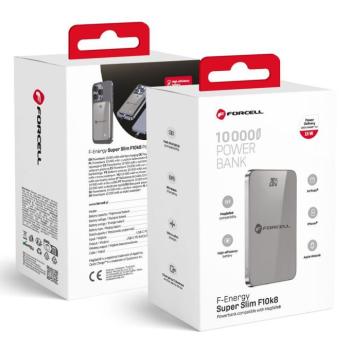 Forcell F-Energy F10K8 MagSafe kompatibilis powerbank / külső akkumulátor, 15W, 1000mAh, QC4.0, ezüst / szürke kép