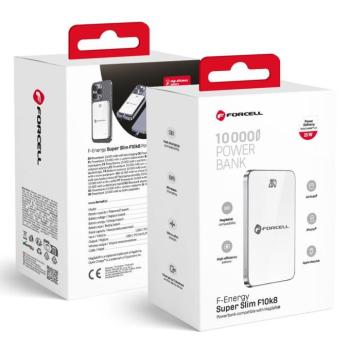 Forcell F-Energy F10K8 MagSafe kompatibilis powerbank / külső akkumulátor, 15W, 1000mAh, QC4.0, fehér kép