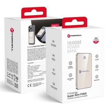 Forcell F-Energy F10K8 MagSafe kompatibilis powerbank / külső akkumulátor, 15W, 1000mAh, QC4.0, szürke kép