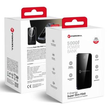 Forcell F-Energy F5K8 MagSafe kompatibilis powerbank / külső akkumulátor, 15W, 5000mAh, QC4.0, fekete kép