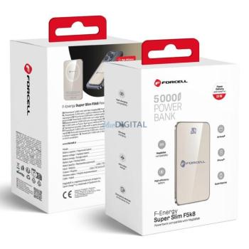 FORCELL F-ENERGY F5K8 Super Slim powerbank kompatibilis MagSafe PD3.0 QC4.0 15W 5000 mAh bézs színben kép