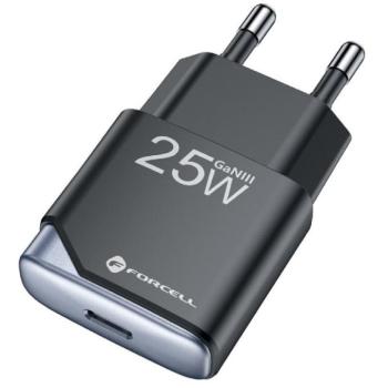 Forcell F-Energy GaN III B125101-E USB-C + USB-A töltő adapter, PD, QC4.0, 3A, 25W, fekete kép