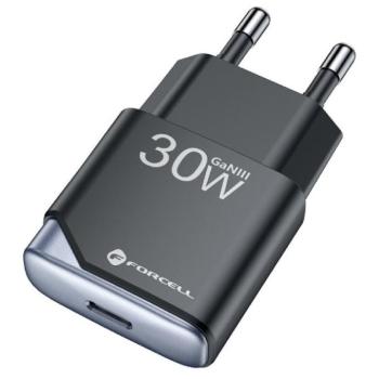Forcell F-Energy GaN III B130101-E USB-C + USB-A töltő adapter, PD, QC4.0, 3A, 30W, fekete kép