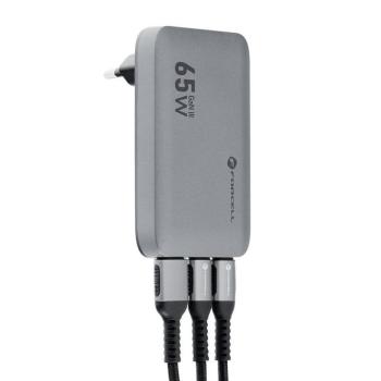 Forcell F-Energy GaN III VT-47 ultra vékony utazó / töltő adapter, 2X USB-C + USB-A, 4A, 65w, szürke kép