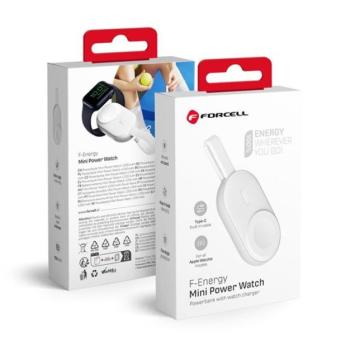 Forcell F-energy Mini Apple watch kompatibilis vezeték nélküli töltő / power bank, fehér (1A 2,5W/1200mAh) kép