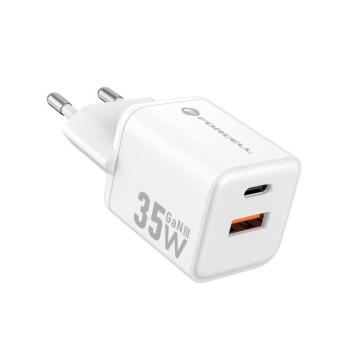 Forcell F-Energy Mini GaN III VT-35C USB-C + USB-A töltő adapter, PD, QC4.0, 35W, fehér kép
