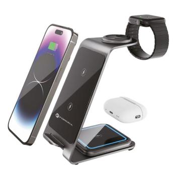 Forcell F-ENERGY Simply Charge 3in1 kompatibilis Apple Watch és Samsung Watch szürke órával kép
