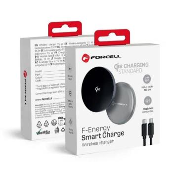Forcell F-Energy Smart Charge MagSafe kompatibilis vezeték nélküli töltő 1,5m USB-C kábellel, ezüst kép