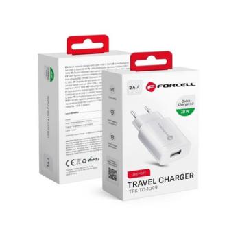 Forcell F-Energy TFK-TC-1099 USB-A töltő adapter, QC3.0, 2,4A, 18W, fehér kép