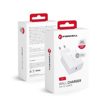 Forcell F-Energy TFK-TC-45WPD USB-C töltő adapter, PD, QC4.0, 3A, 45W, fehér kép