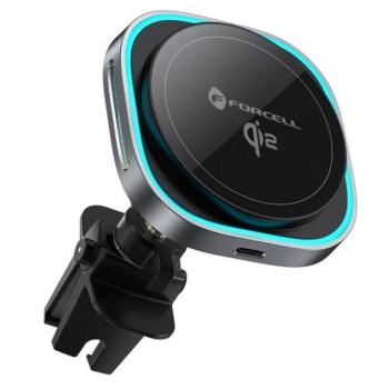 Forcell F-Grip Air Mag autós tartó / autós töltő szellőzőrácsba, vezeték nélküli / wireless töltéssel, Qi2, 15W, szürke kép