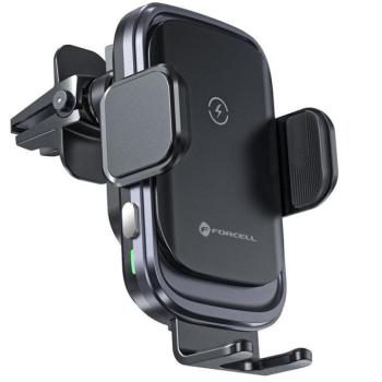 Forcell F-Grip Grand autós tartó / autós töltő szellőzőrácsba, vezeték nélküli / wireless töltéssel, 15W, ezüst kép