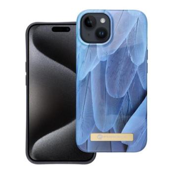 Forcell F-Protect Mirage Apple iPhone 14 Magsafe kompatibilis hátlap tok, madártoll minta, kék kép