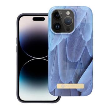 Forcell F-Protect Mirage Apple iPhone 14 Pro Magsafe kompatibilis hátlap tok, madártoll minta, kék kép