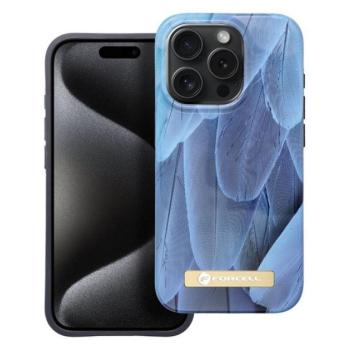 Forcell F-Protect Mirage Apple iPhone 15 Pro Magsafe kompatibilis hátlap tok, madártoll minta, kék kép