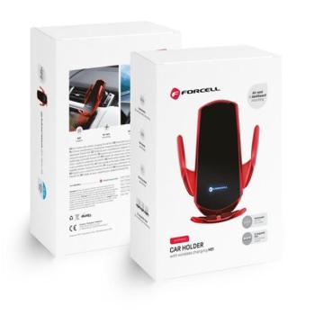 Forcell HS1 autós tartó wireless / vezeték nélküli töltéssel, mágneses adapterrel, 15W, piros kép