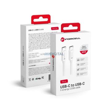 FORCELL kabel Type-C kábel Type-C QC4.0 3A/20V PD60W C338 1m fehér kép