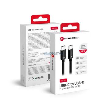 FORCELL kabel Type-C kábel Type-C QC4.0 3A/20V PD60W C338 1m fekete kép