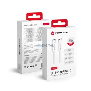 FORCELL kabel Type-C kábel Type-C QC4.0 3A/20V PD60W C338 25cm fehér kép