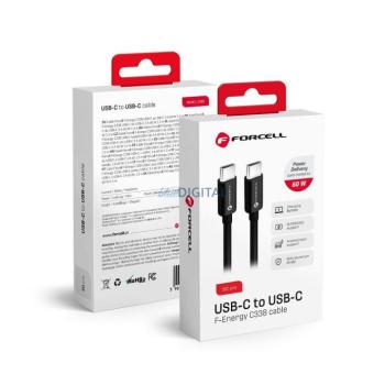 FORCELL kabel Type-C kábel Type-C QC4.0 3A/20V PD60W C338 50cm fekete kép