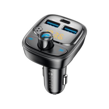 Forever TR-370FM transzmitter Bluetooth 2xUSB-A és 1xUSB-C csatlakozással PD 30W - fekete kép
