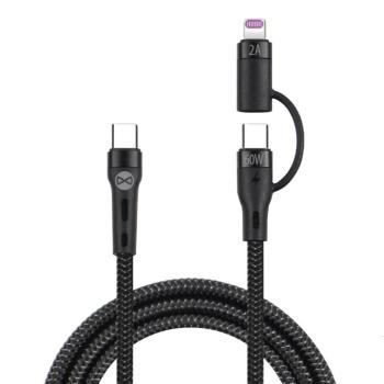 Forever Type-C - Lightning/Type-C kábel 60W 1m - fekete kép