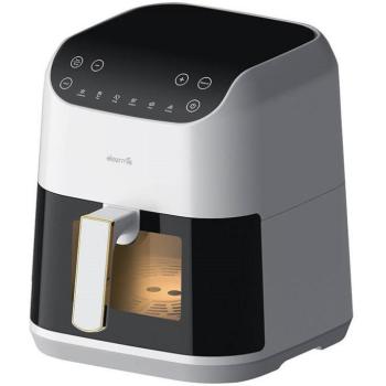 Forró levegős sütő, fritőz, Air Fryer, olaj nélküli, 1300 W teljesítmény, 5.5 l-es, 6 programos, sütés ütemezési funkció, Deerma KZ130, fehér kép