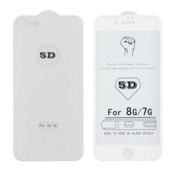Full glue iPhone 8 Plus (5,5&quot;) fehér hajlított 5D előlapi + hátlapi üvegfólia kép